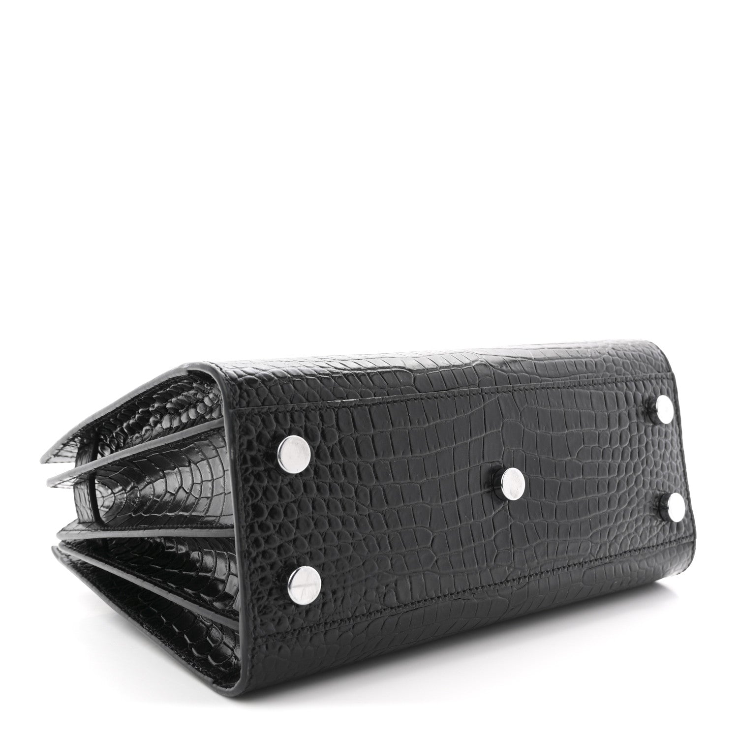 Calfskin Crocodile Embossed Nano Sac De Jour Black