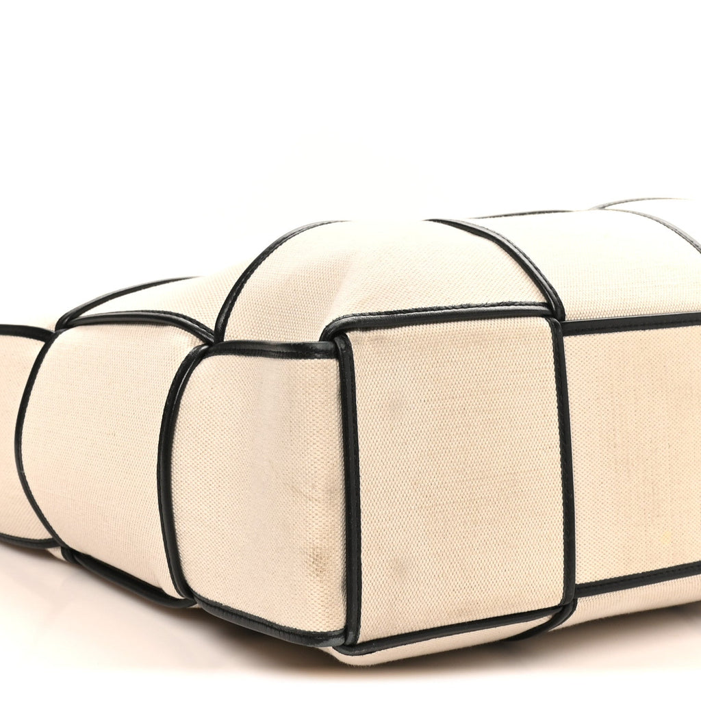 Canvas Maxi Intrecciato Large Arco Tote Beige Black