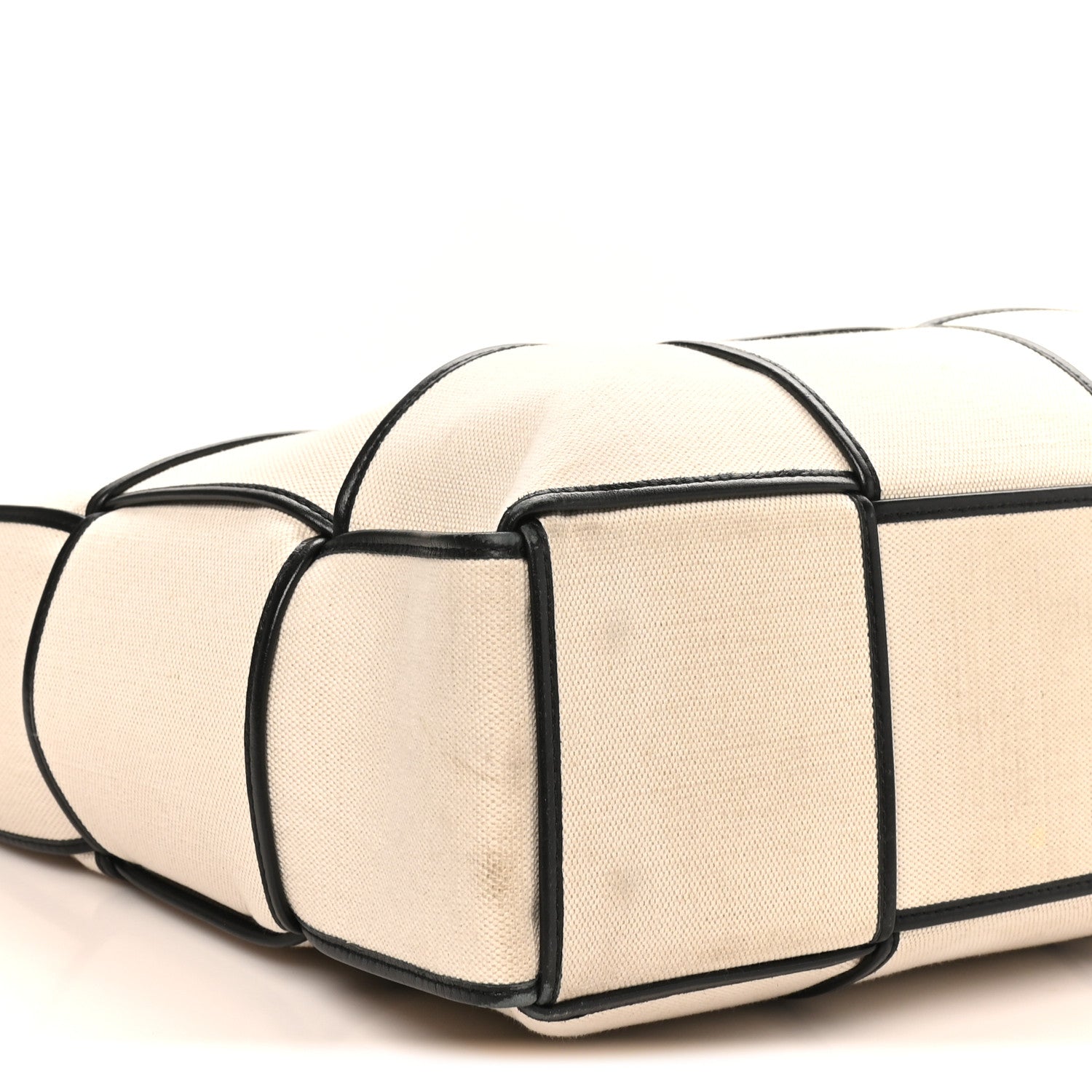 Canvas Maxi Intrecciato Large Arco Tote Beige Black