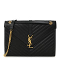 Grain De Poudre Matelasse Chevron Large Monogram Satchel Black