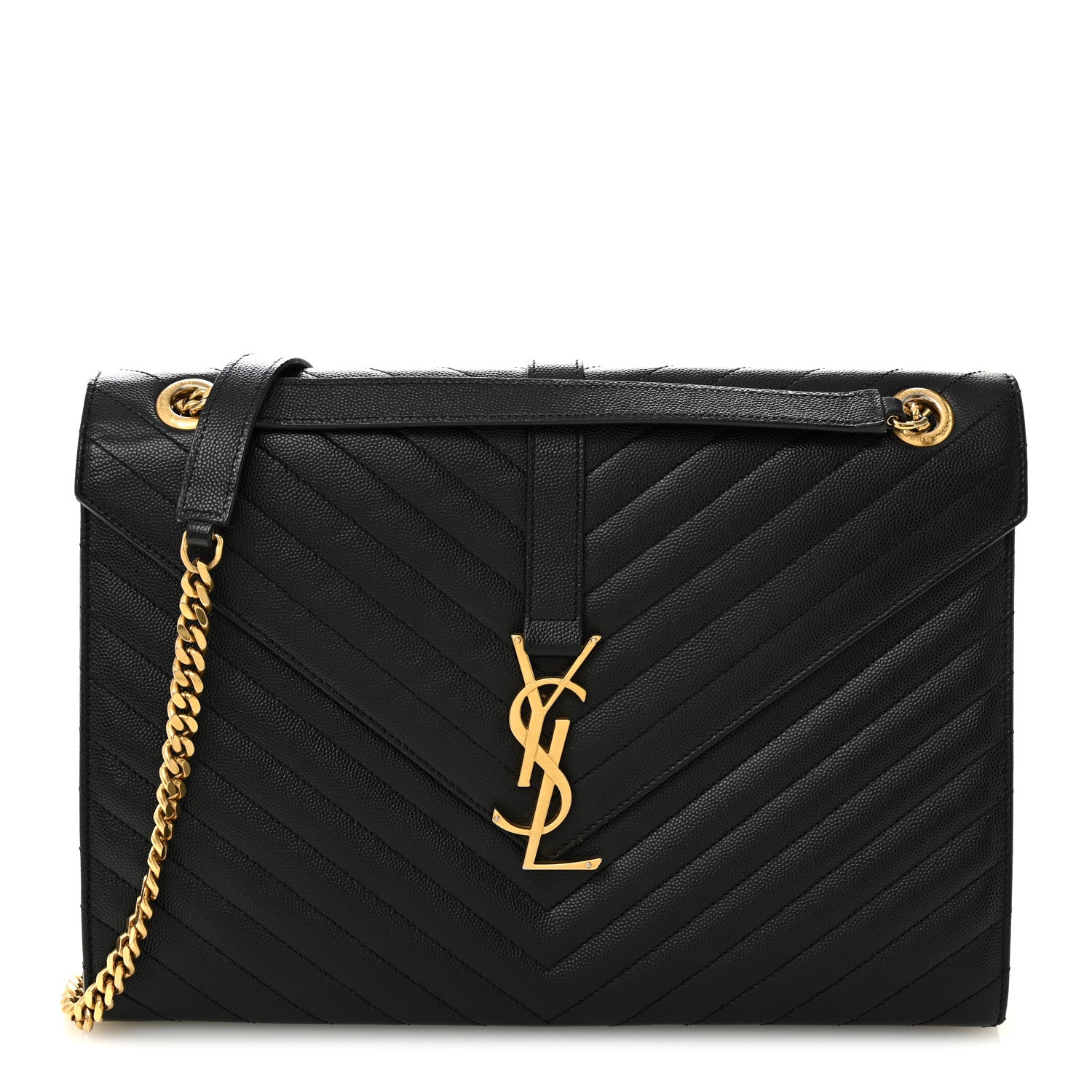 Grain De Poudre Matelasse Chevron Large Monogram Satchel Black