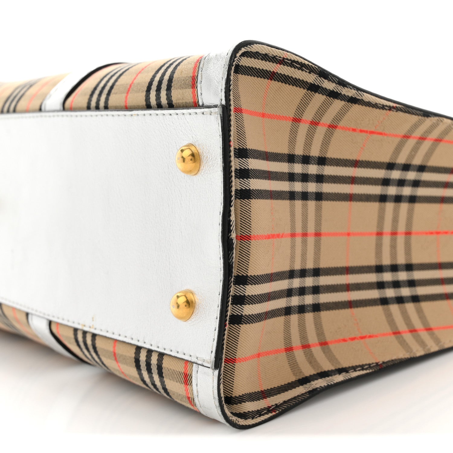 Metallic Calfskin 1983 Knight Check Link Zip Tote Silver
