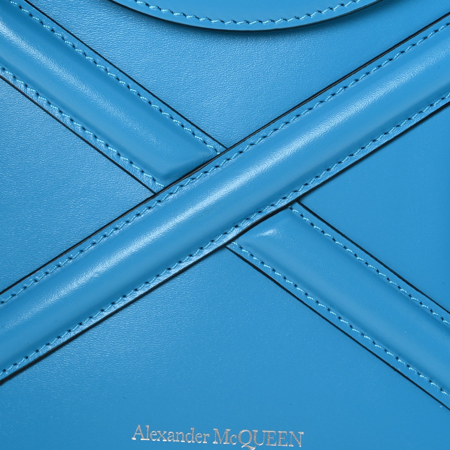 Calfskin The Curve Micro Crossbody Pouch Bag Blue