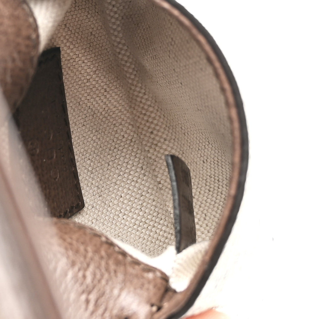 GG Supreme Monogram Textured Dollar Calfskin Blondie  Case Wallet with Strap Beige Ebony New Acero