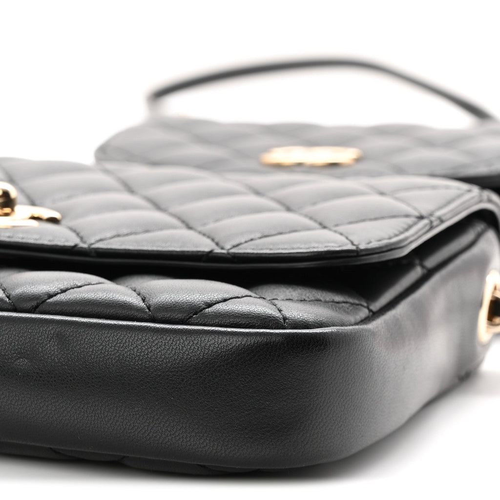 Lambskin Quilted Side Packs Black