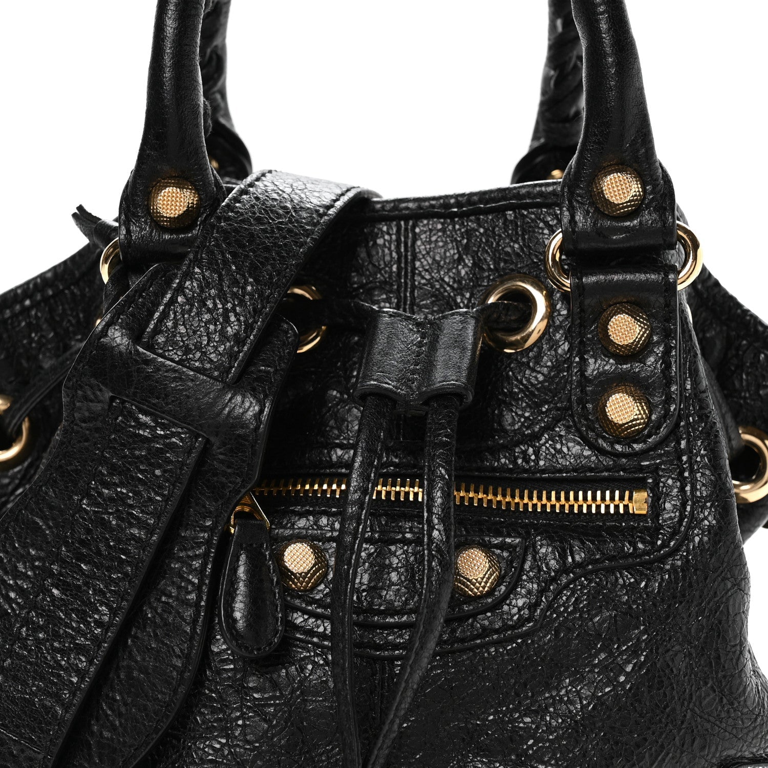Agneau Giant 12 Gold Hardware Mini Pompon Black