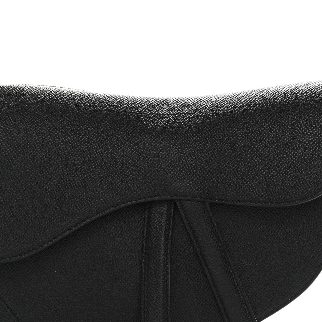 Grained Calfskin Saddle Bag Black