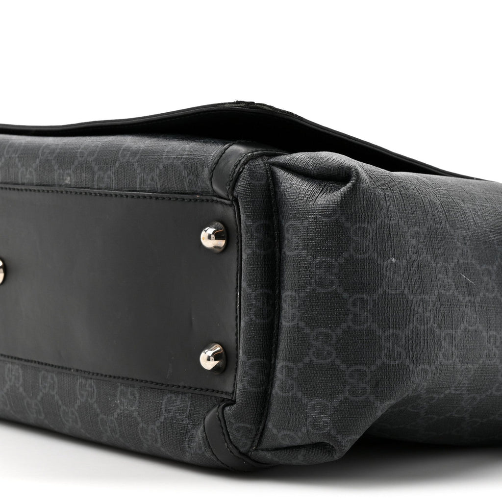 GG Supreme Monogram Web Messenger Diaper Bag Black Grey