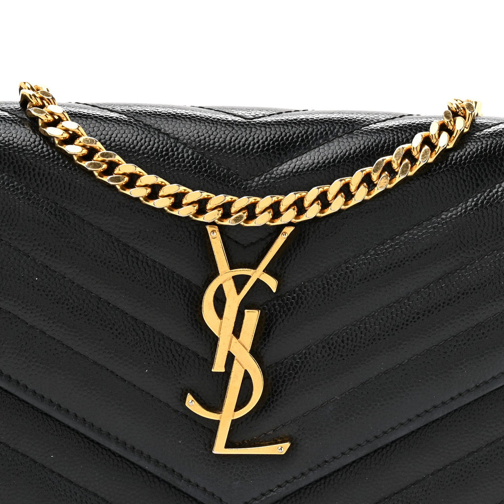 Grain De Poudre Matelasse Chevron Monogram Chain Wallet Black