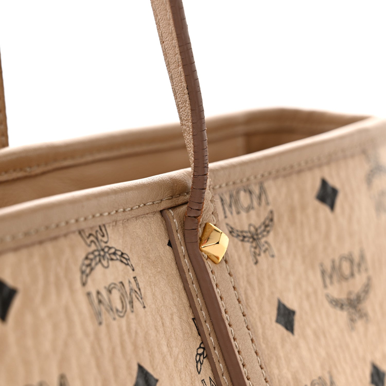 Visetos Medium Top Zip Shopper Tote Beige