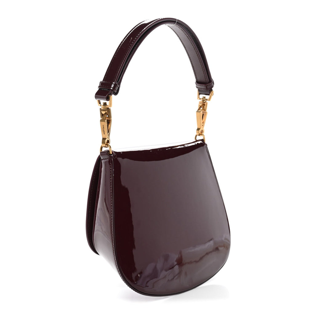 Patent Calfskin Mini Voltaire Top Handle Bag Dark Wine