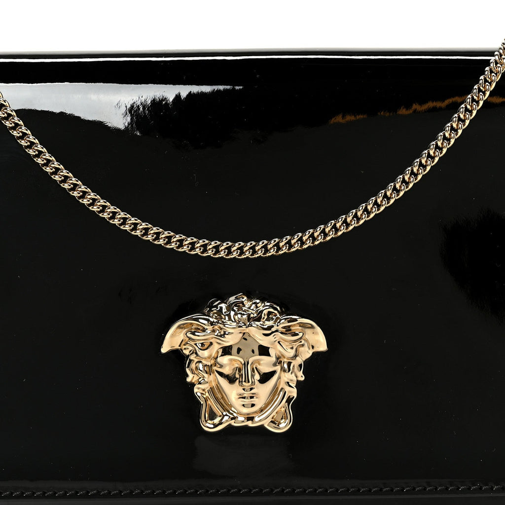 Patent Palazzo Medusa Chain Evening Bag Black