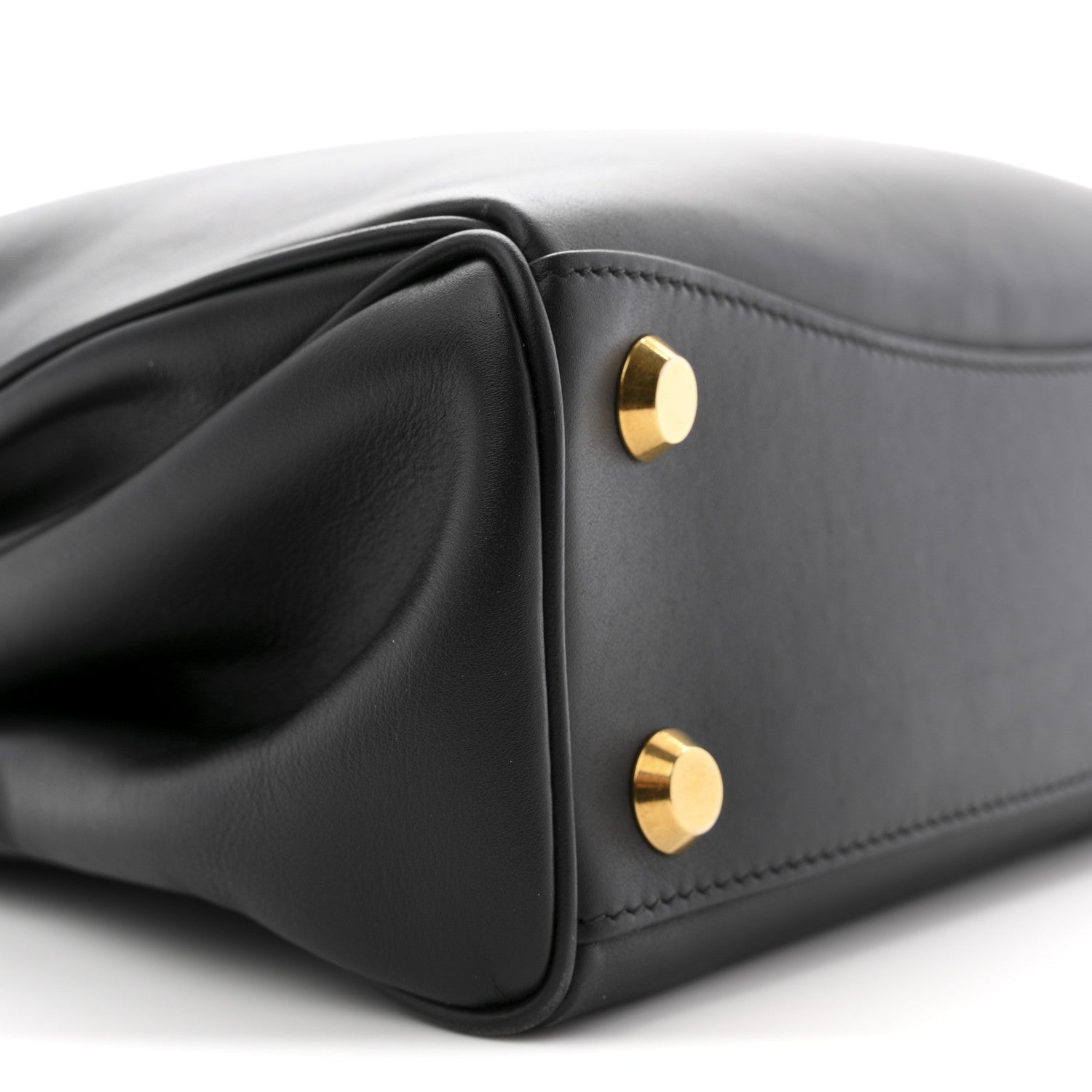 Natural Smooth Calfskin Small Rodeo Top Handle Handbag Black