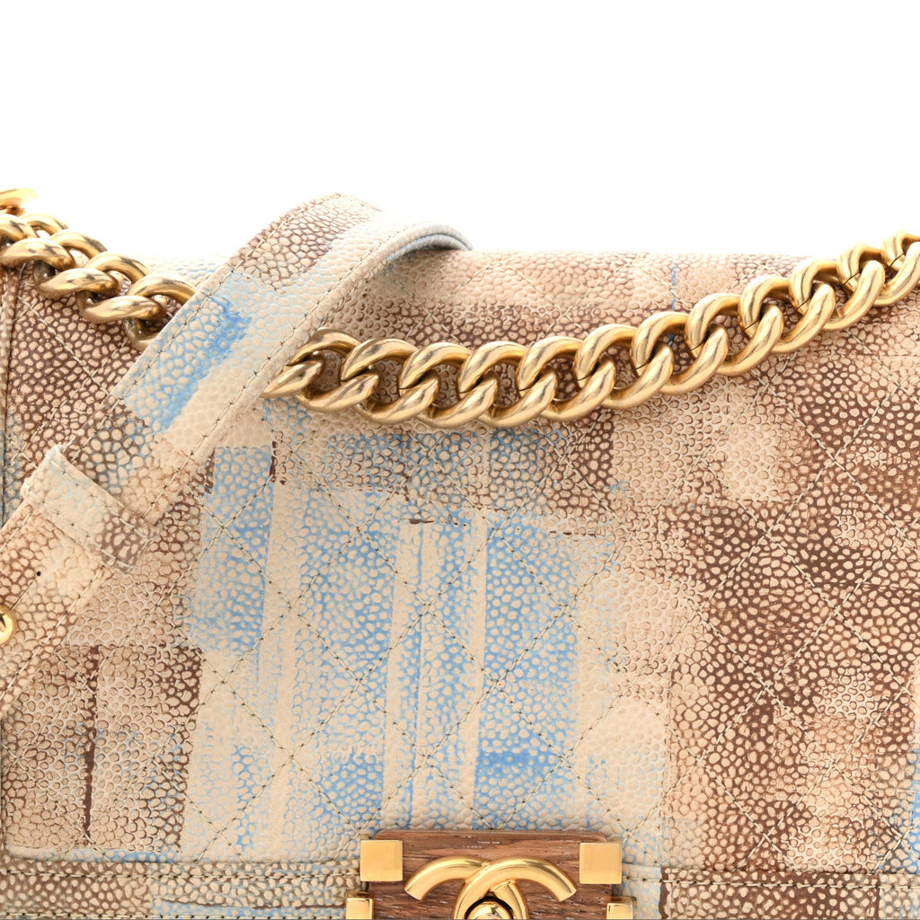 Painted Caviar Quilted Medium Boy In Cuba Flap Blue