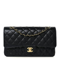 Caviar Quilted Medium Double Flap Black