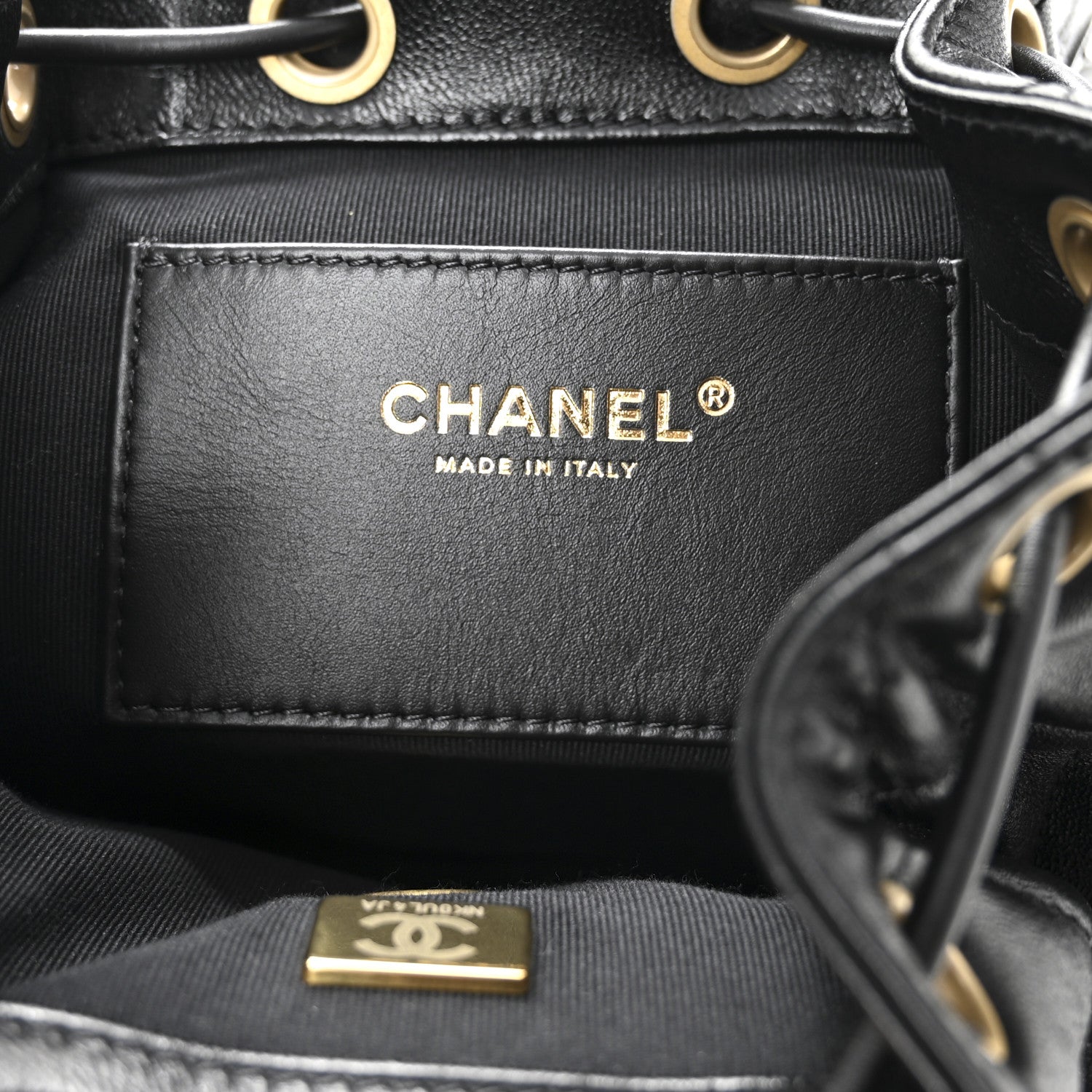 Lambskin Quilted Logo Mini Backpack Black