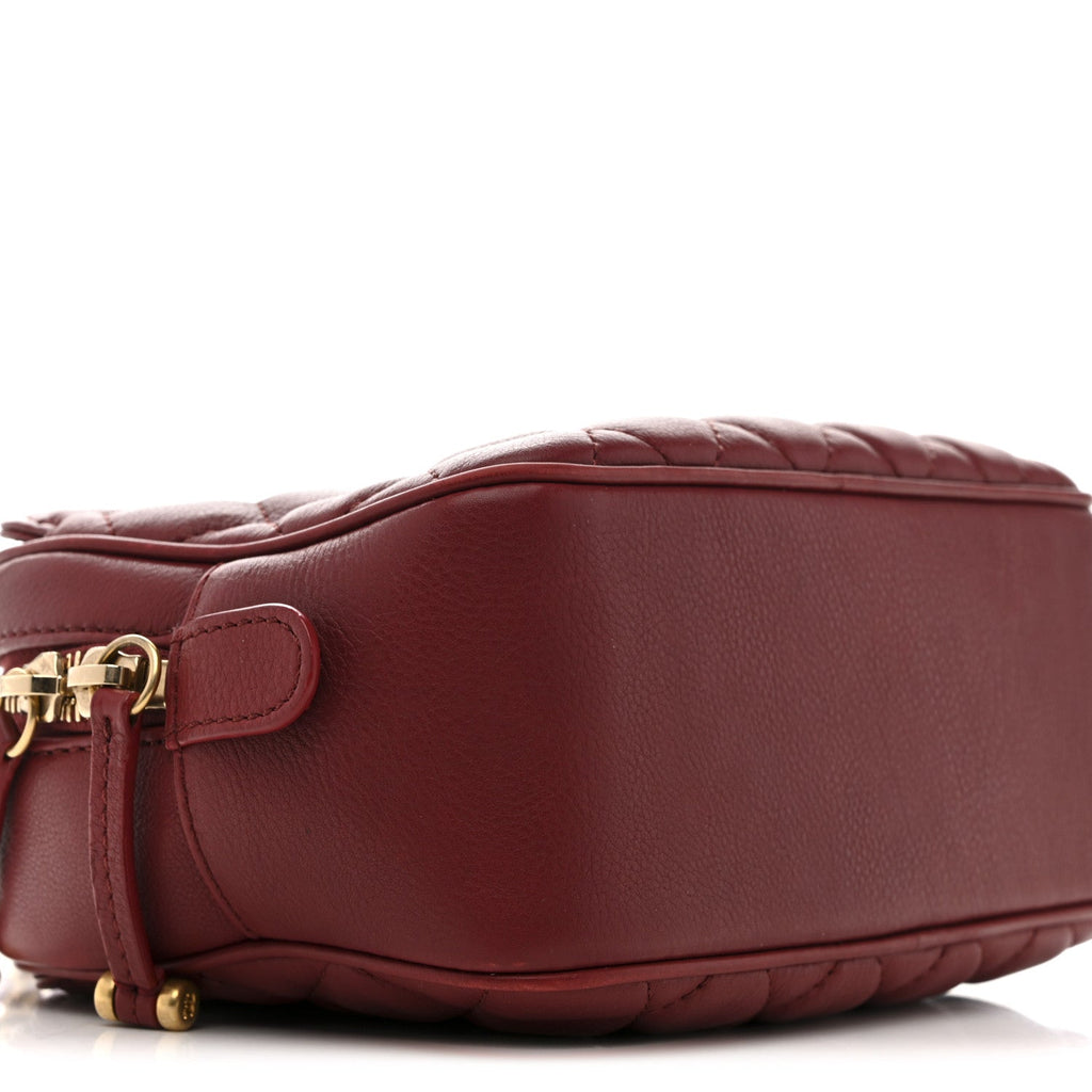Calfskin Quilted CC Small Vanity Case Dark Red