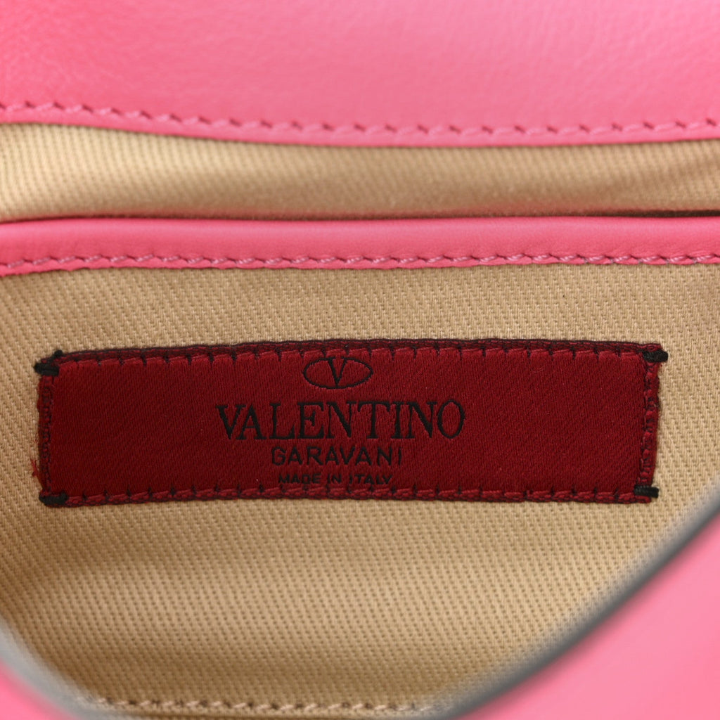 Vitello Mini Rockstud Flap Saddle Crossbody Bag Fuxia Fluo