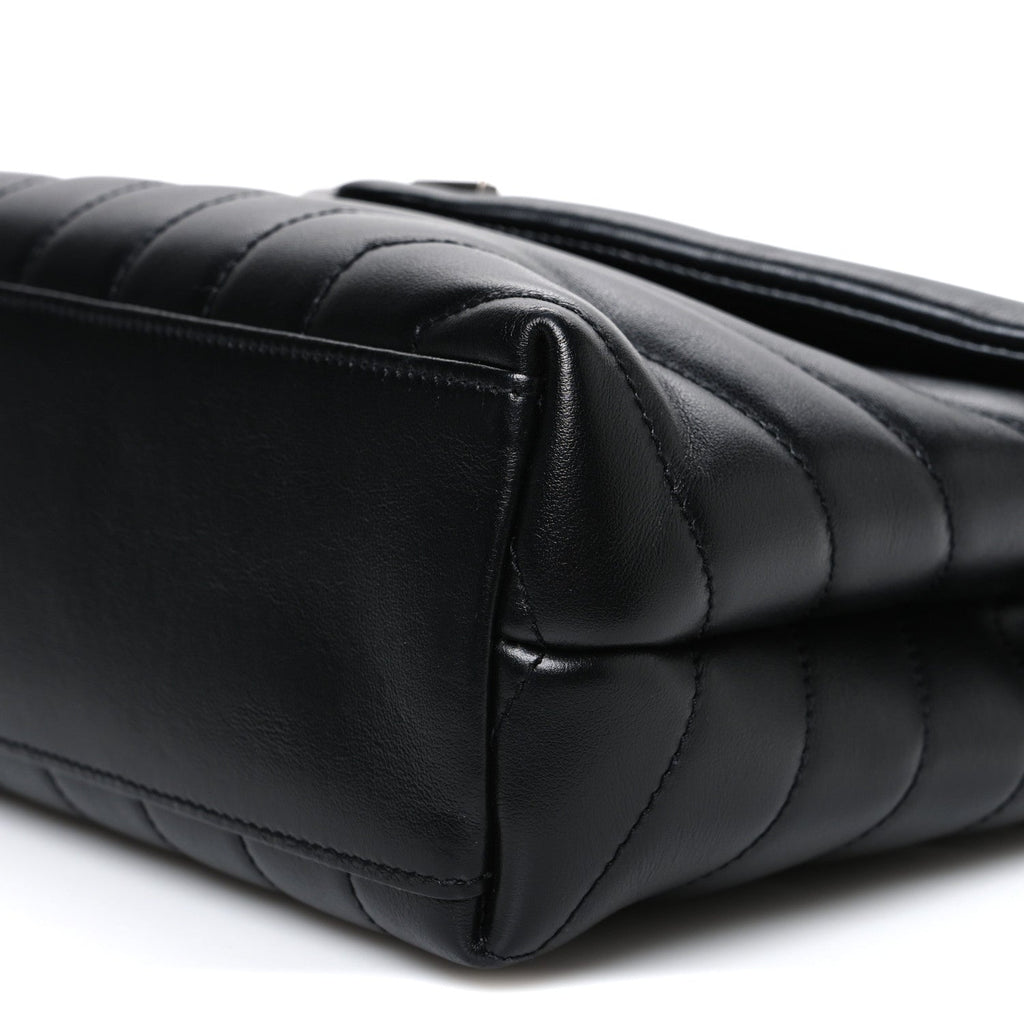 Calfskin Y Quilted Monogram Small Loulou Chain Satchel Black