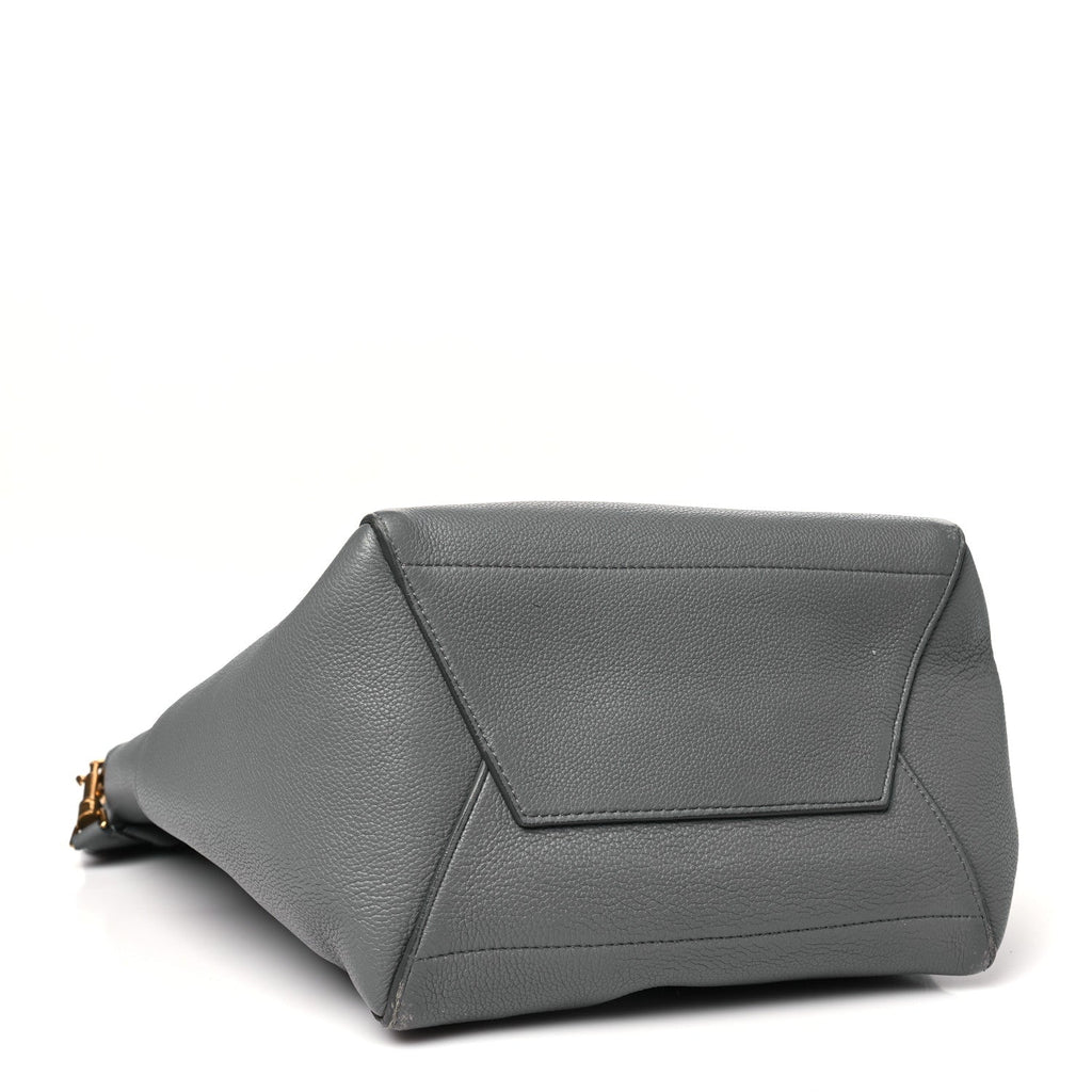 Soft Grained Calfskin Sangle Bucket Bag Grey