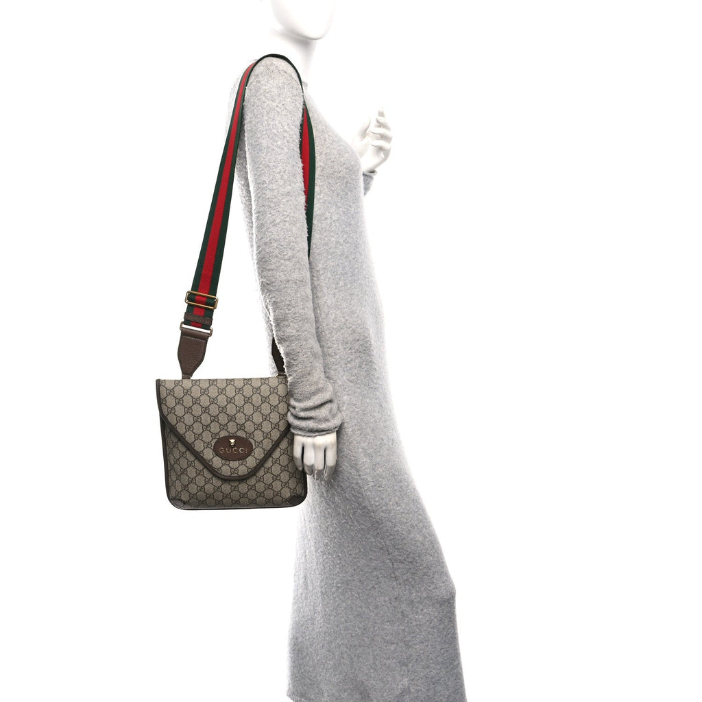 GG Supreme Monogram Web Medium Neo Vintage Flap Messenger Bag Beige New Acero