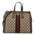 GG Supreme Monogram Web Medium Ophidia Tote Bag Brown