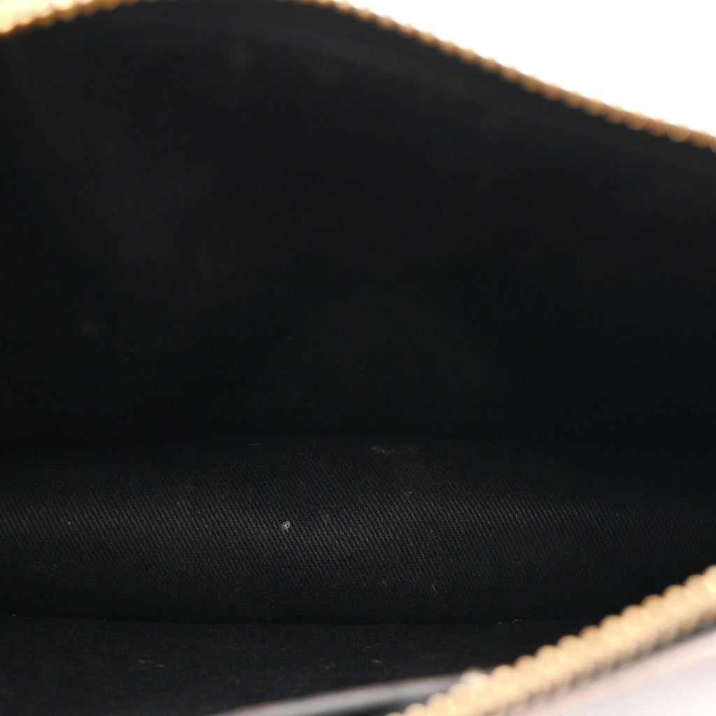 Coated Canvas Medium La Greca Signature Pouch Black Caramel