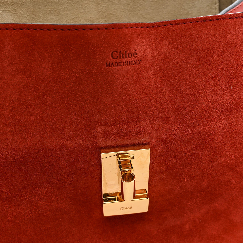 Suede Smooth Calfskin Drew Shoulder Bag Poppy