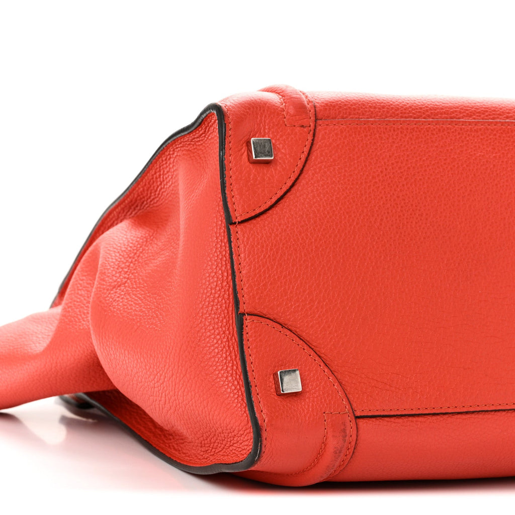 Drummed Calfskin Mini Luggage Coquelicot