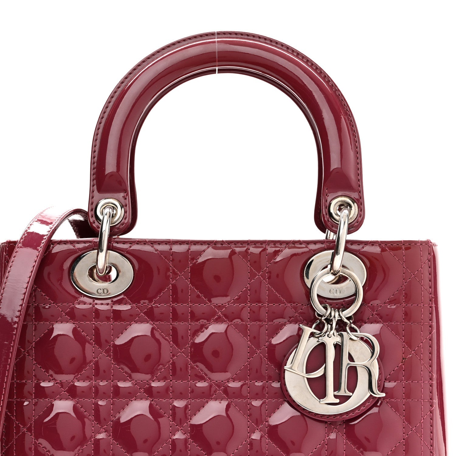 Patent Cannage Medium Lady Dior Dark Pink