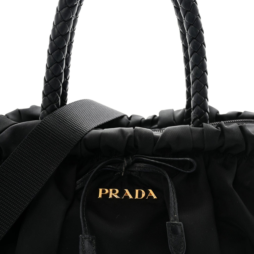 Tessuto Nylon Bow Shoulder Bag Black