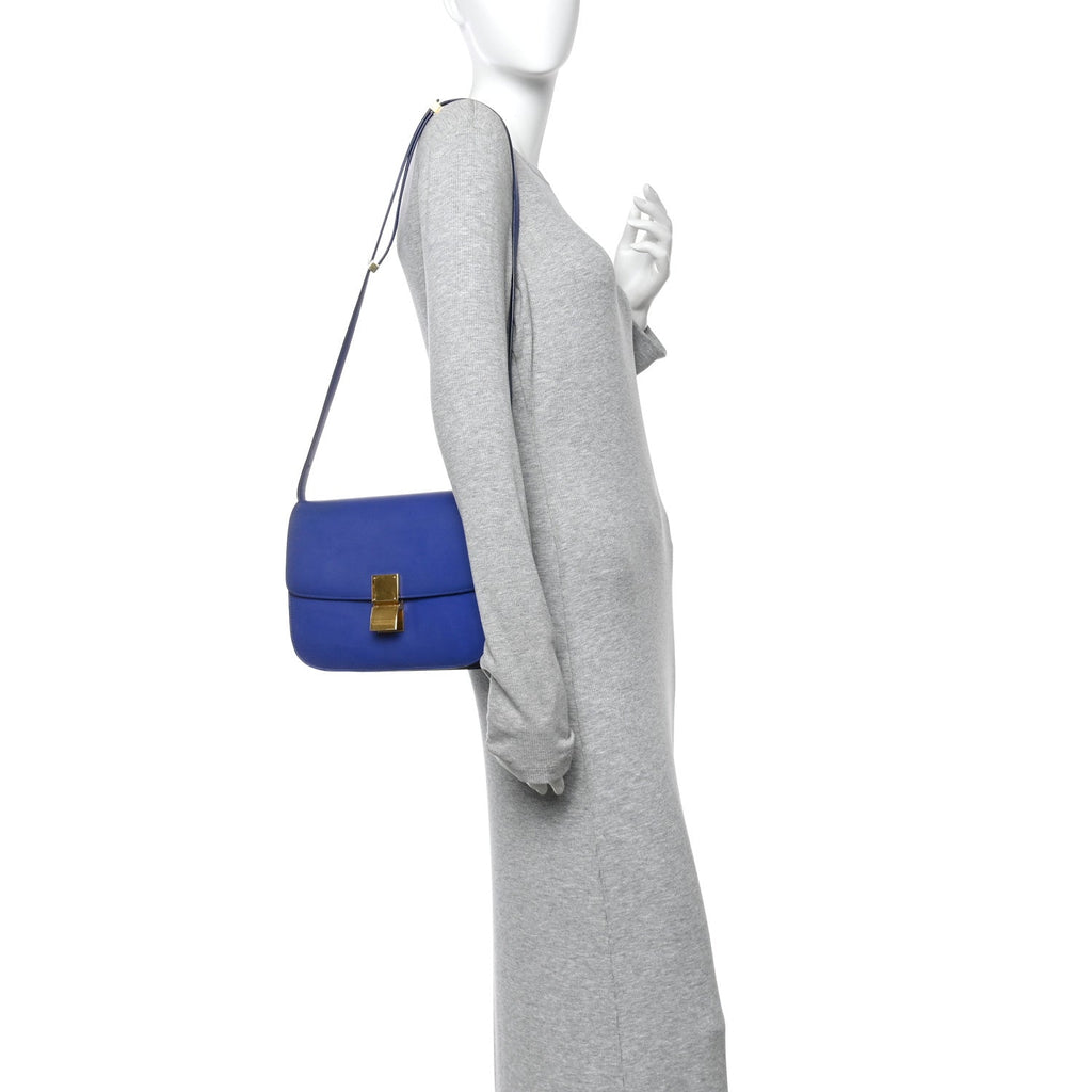 Box Calfskin Medium Classic Box Flap Bag Indigo
