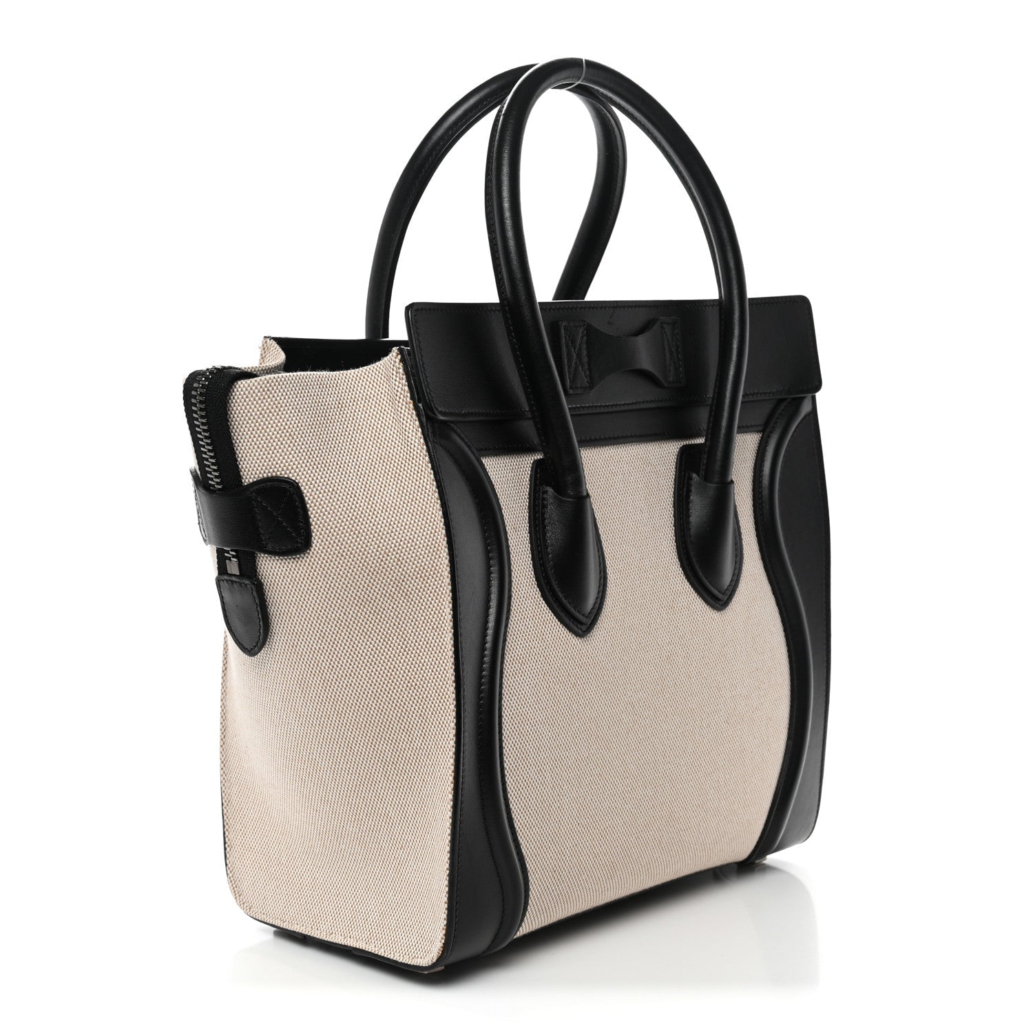 Textile Smooth Calfskin Micro Bi-Color Luggage Natural