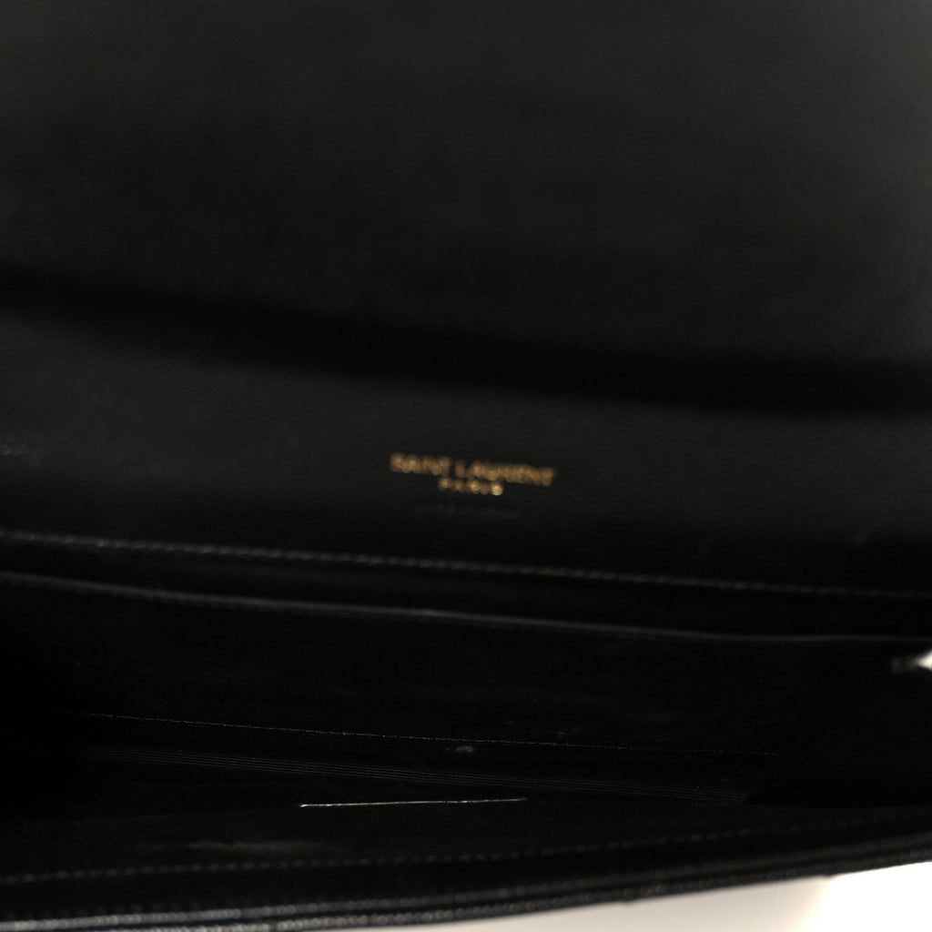 Grain De Poudre Matelasse Chevron Monogram Envelope Clutch Black