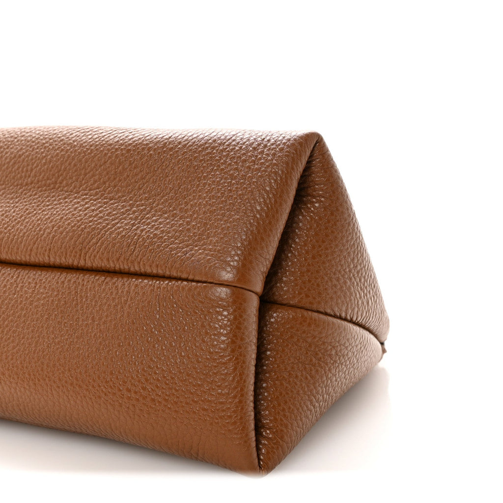 Grained Calfskin Softbit Medium Shoulder Bag Brown