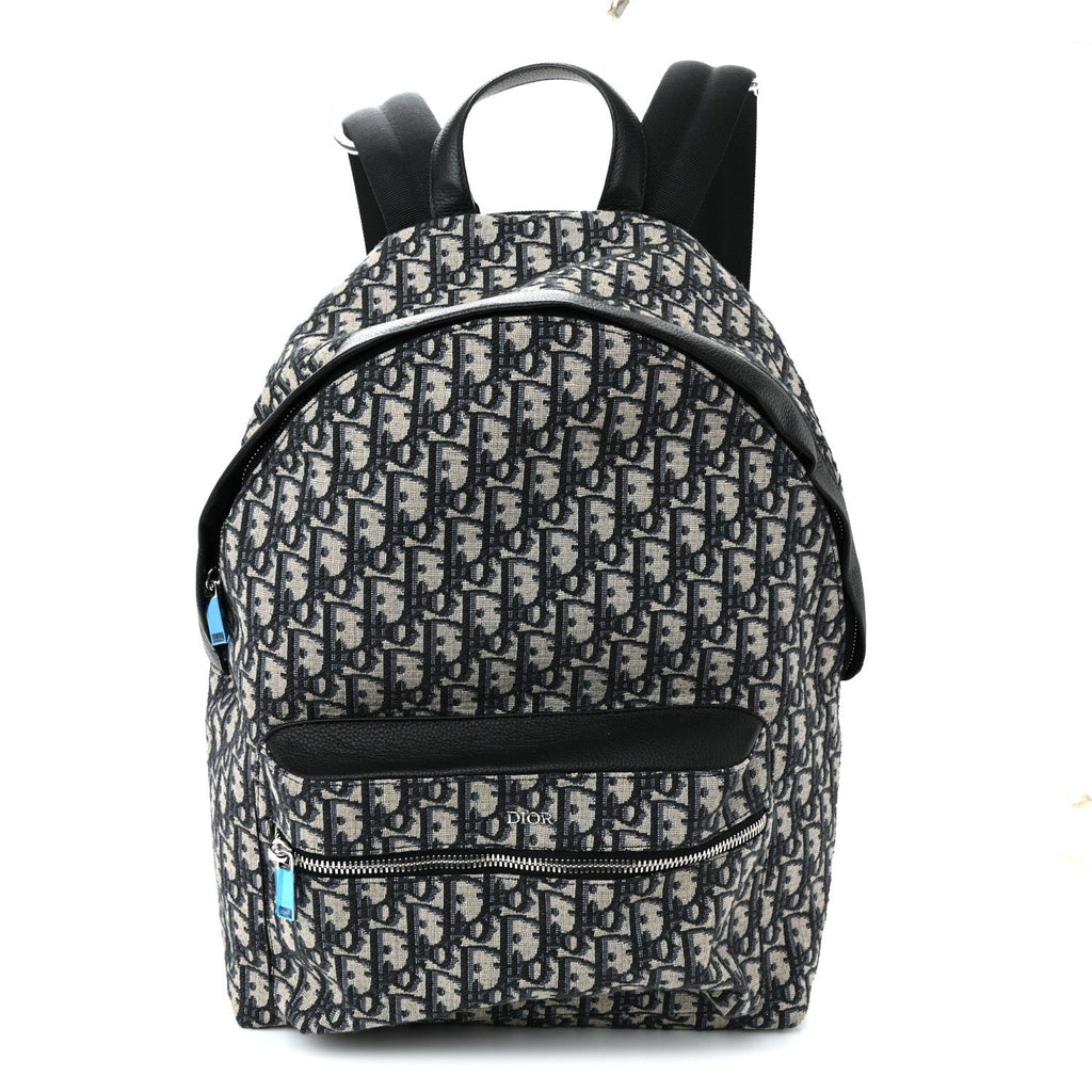 Oblique Calfskin Rider Backpack Beige Black