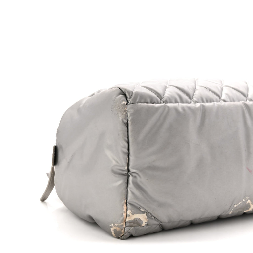 Nylon Coco Cocoon Zipped Tote Silver