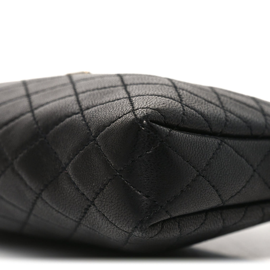 Lambskin Quilted Gaby Zipped Pouch Black