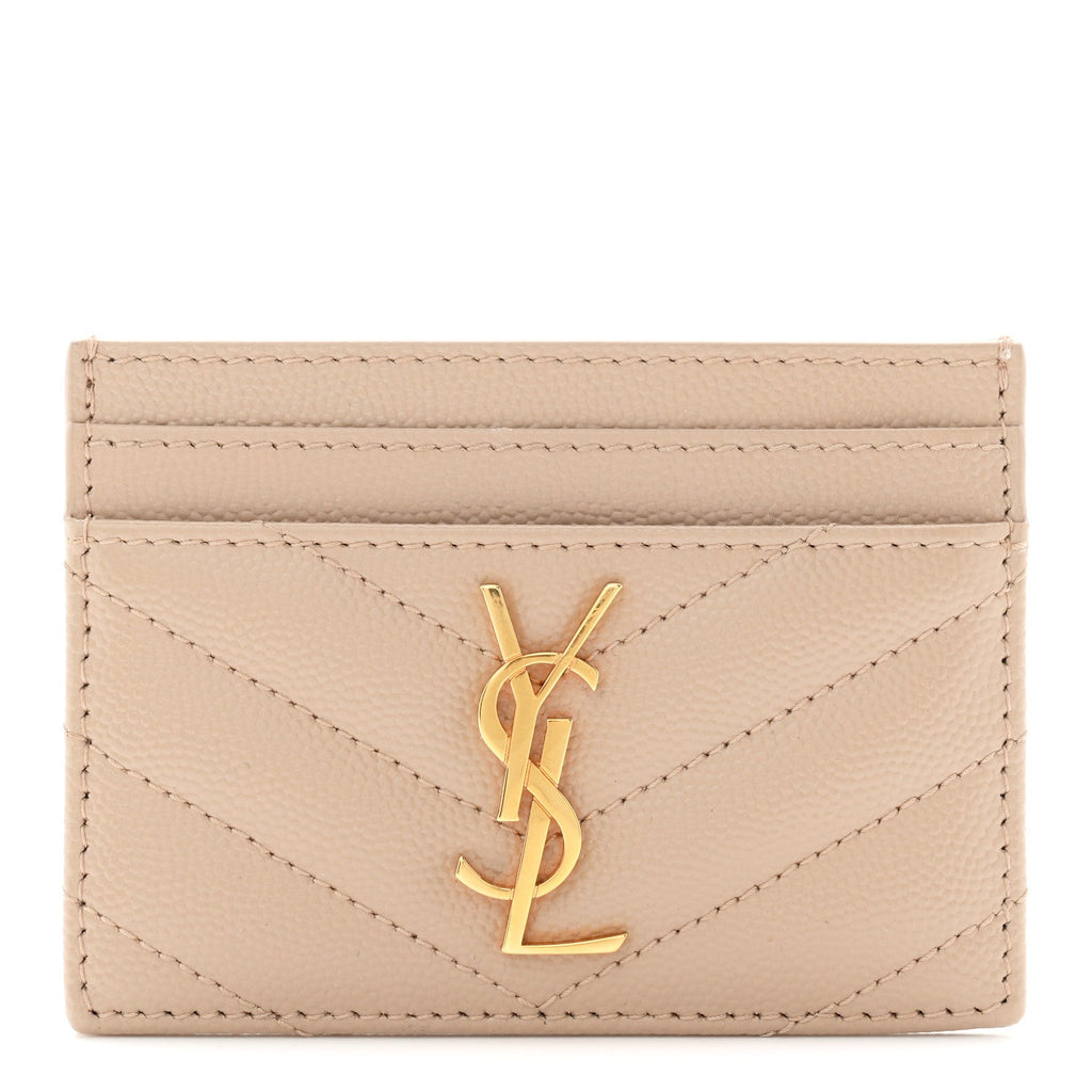 Grain De Poudre Matelasse Chevron Monogram Credit  Case Dark Beige