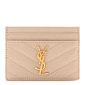 Grain De Poudre Matelasse Chevron Monogram Credit  Case Dark Beige