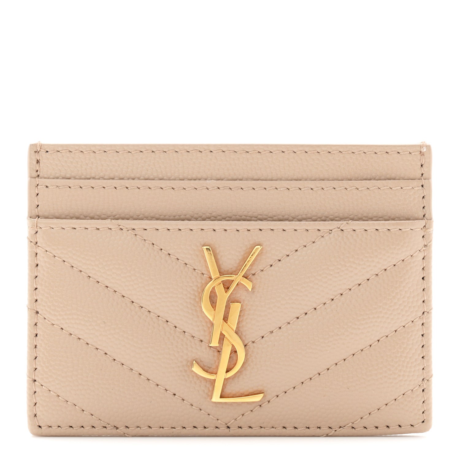 Grain De Poudre Matelasse Chevron Monogram Credit  Case Dark Beige