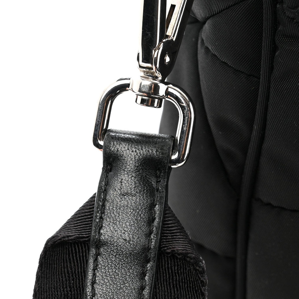 Re-Nylon Quilted Padded Flap Shoulder Bag Black
