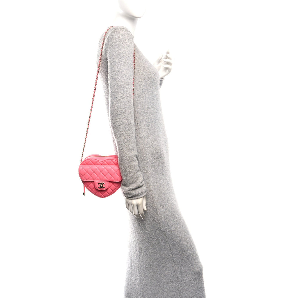 Lambskin Quilted CC In Love Heart Bag Pink
