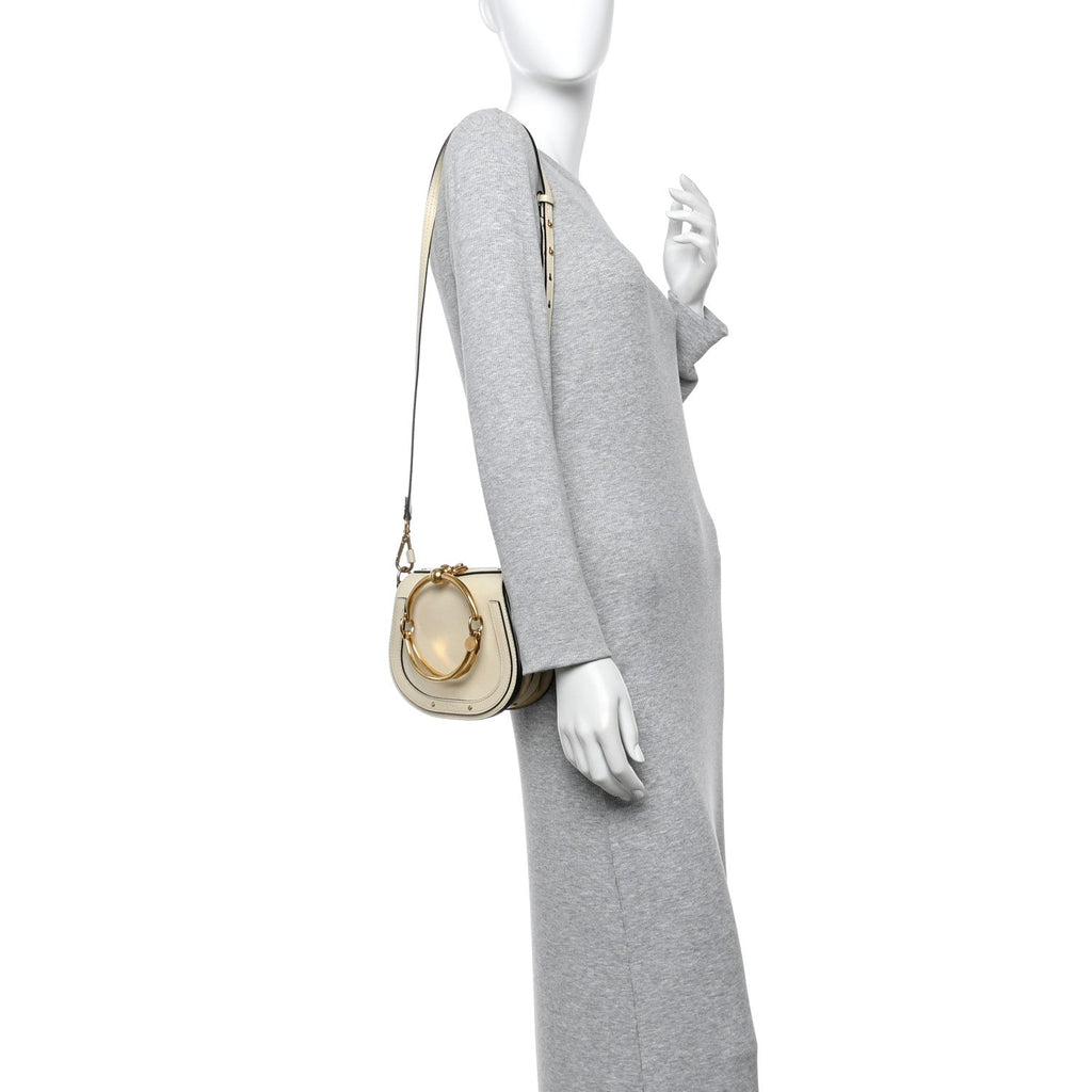 Calfskin Suede Small Nile Bracelet Bag Off White