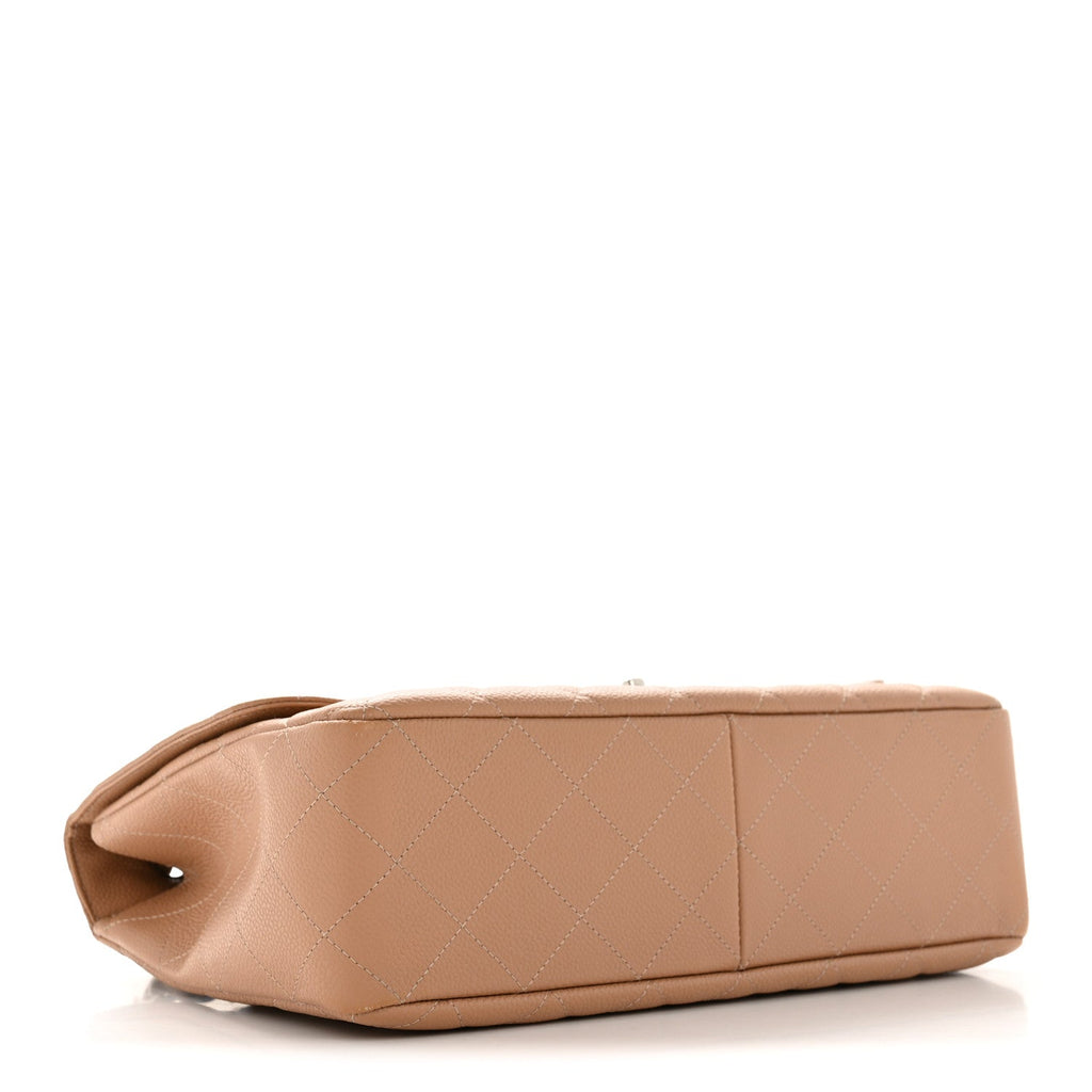 Caviar Quilted Jumbo Single Flap Dark Beige