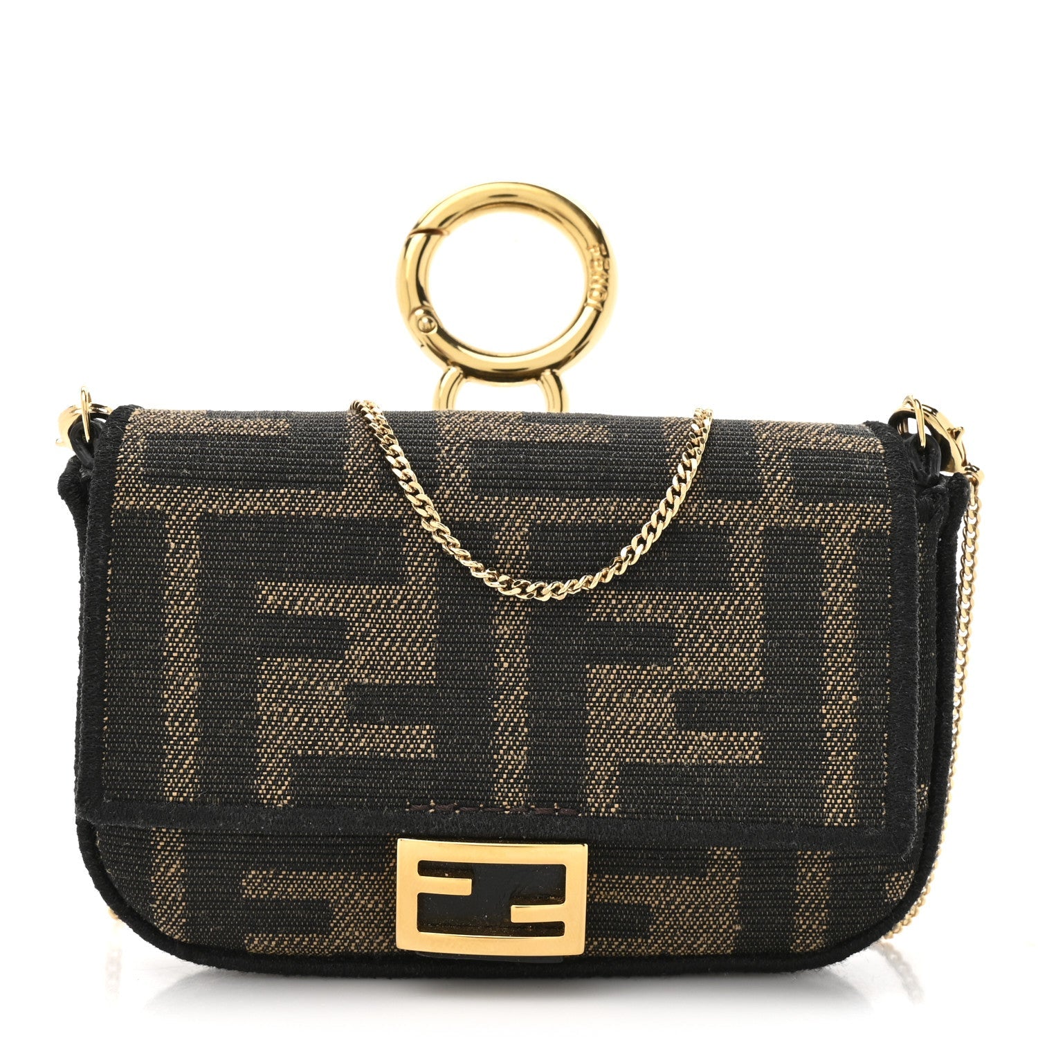 Glazed Fabric FF 1974 Nano Baguette Charm Mogano Panna