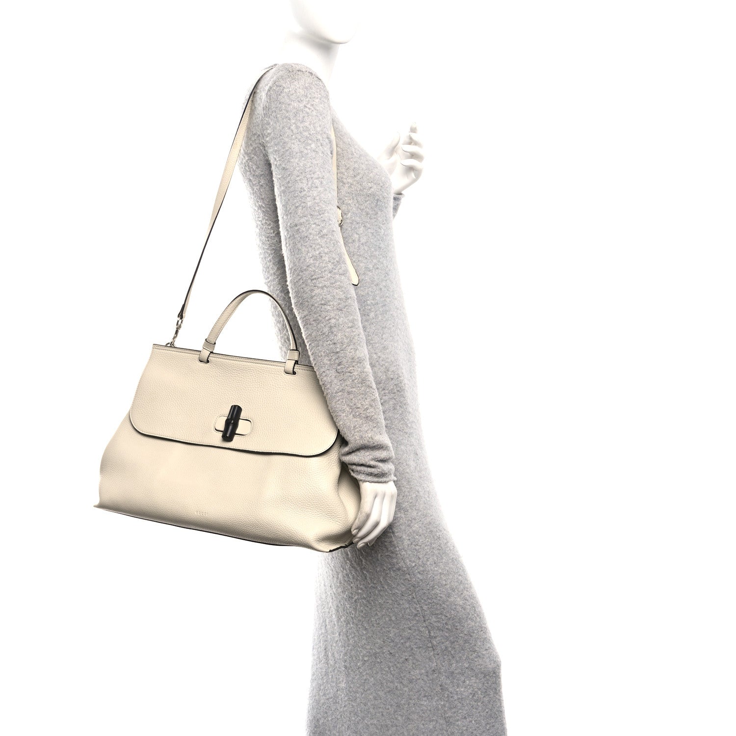 Cellarius Calfskin Large Bamboo Daily Top Handle Bag Mystic White