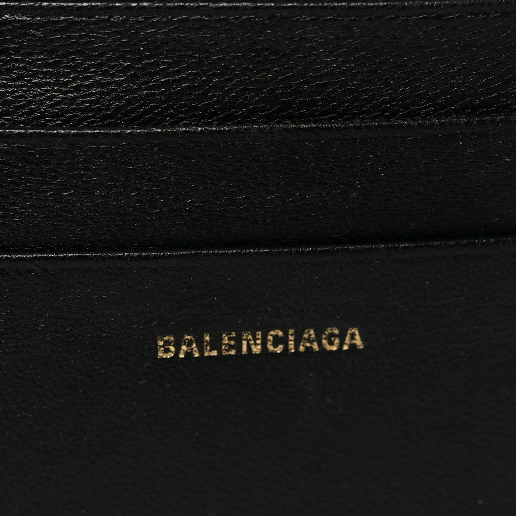 Shiny Box Calfskin Hourglass Compact Wallet Black