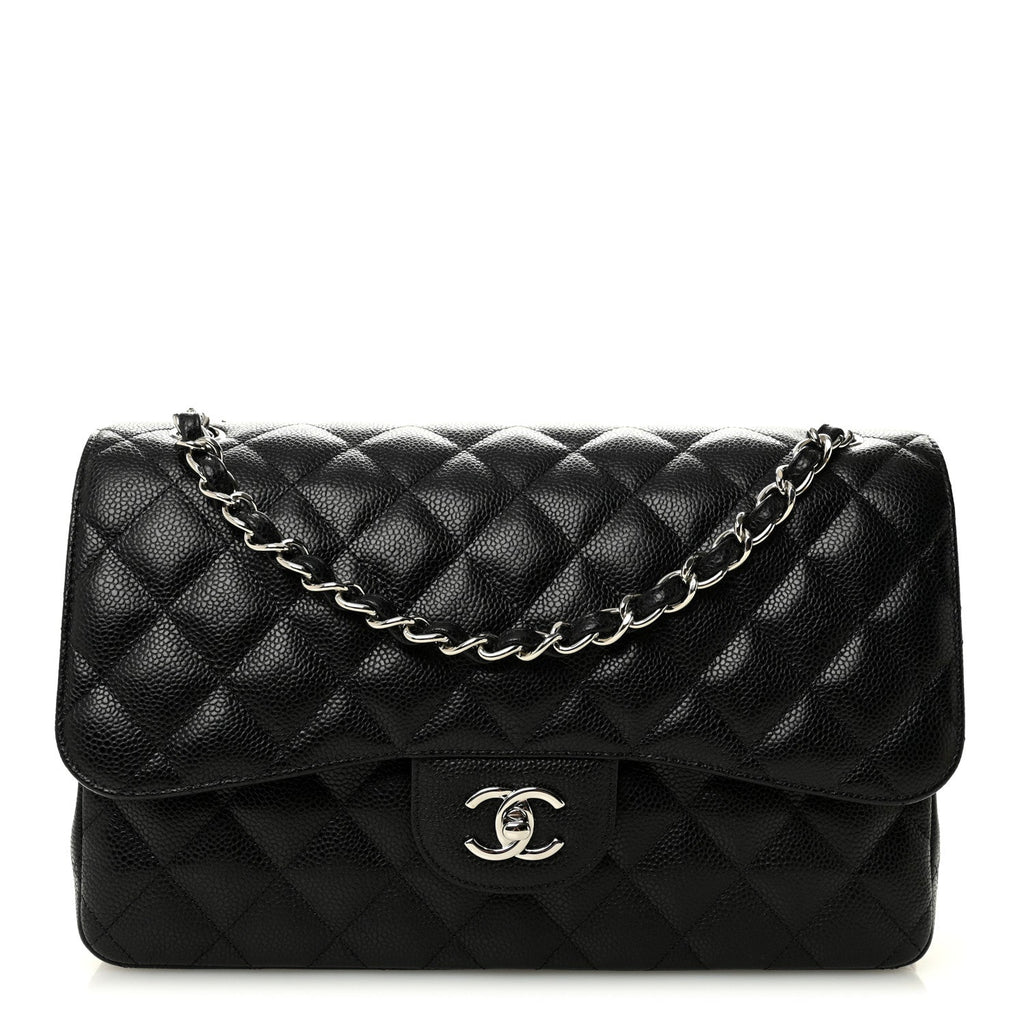 Caviar Quilted Jumbo Double Flap Black