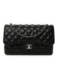 Caviar Quilted Jumbo Double Flap Black
